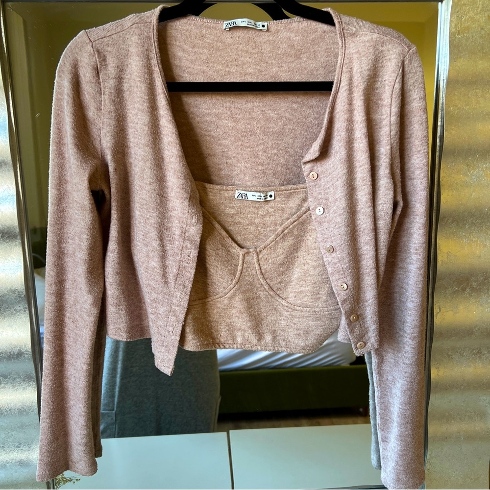 Dusty Rose Cardigan Set | ZARA 🥀